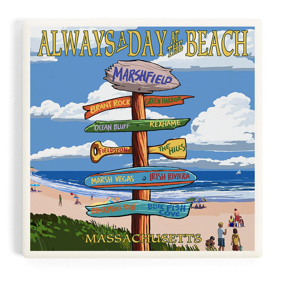 Marshfield, Massachusetts, Sign Destinations, Coasters Coasters Lantern Press