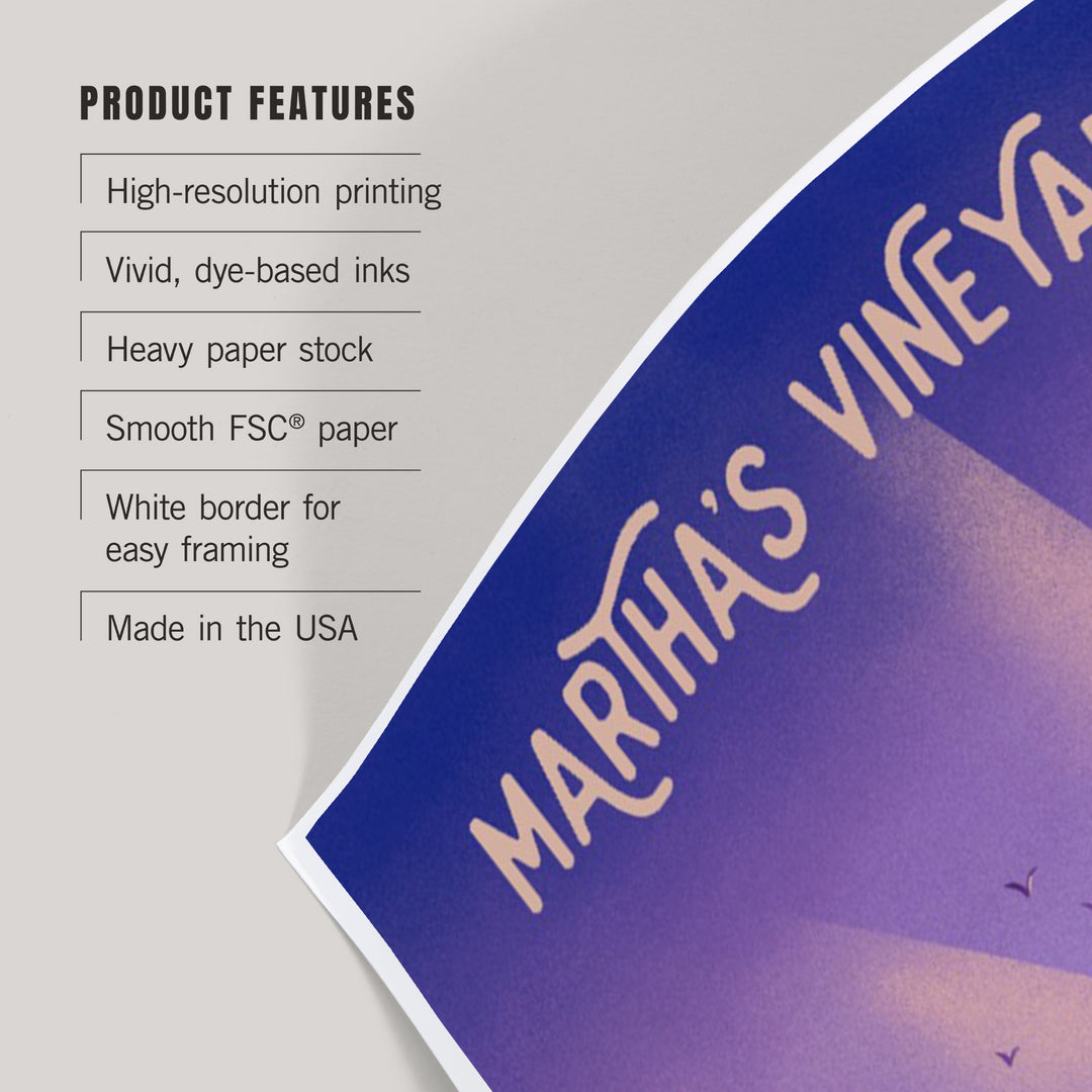 Martha's Vineyard, Massachusetts, New Shows Nightly, Beach Sunset, Art & Giclee Prints Art Lantern Press