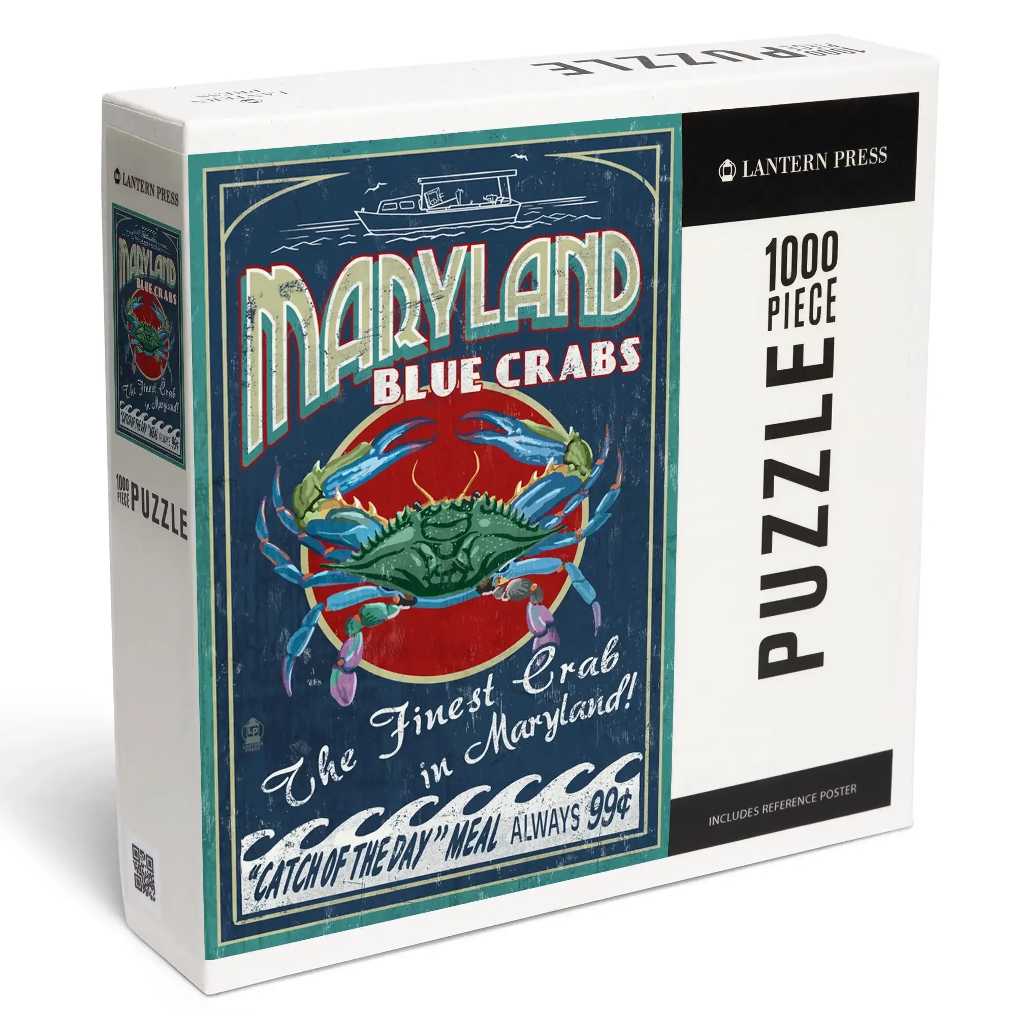 Maryland, Blue Crabs Vintage Sign, 1000 piece jigsaw puzzle