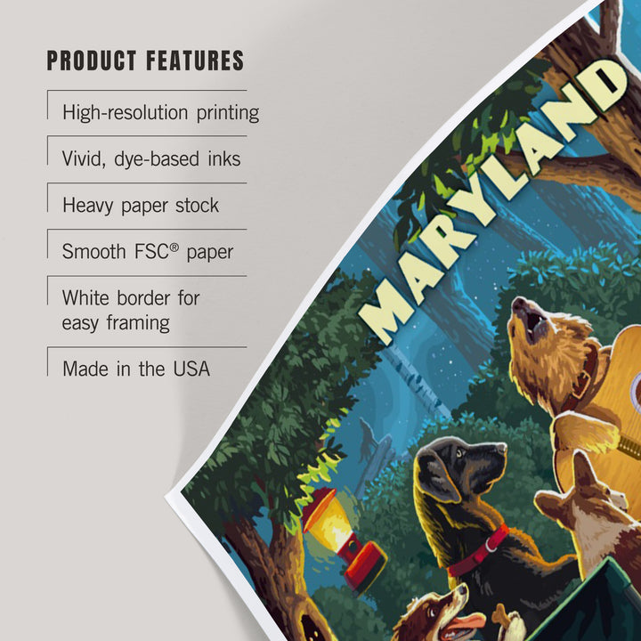Maryland, Painterly, Pack Life, Dogs Around Campfire, Art & Giclee Prints Art Lantern Press