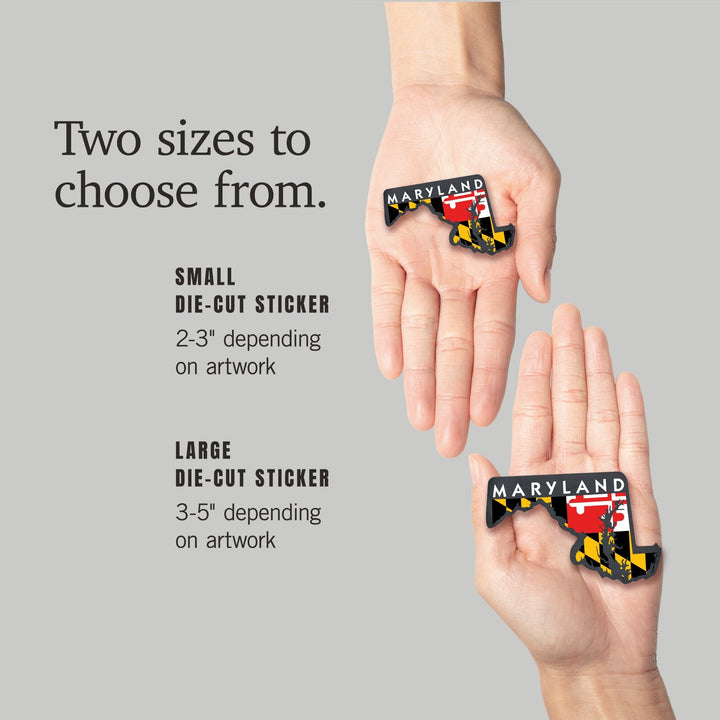 Maryland, State and Flag Design, Contour, Lantern Press Artwork, Vinyl Sticker - Lantern Press