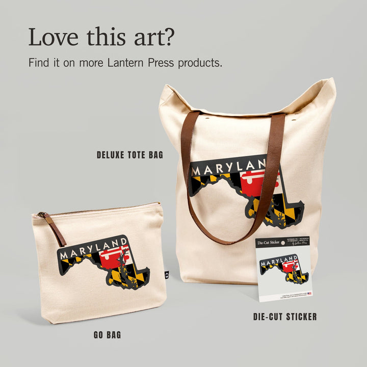 Maryland, State and Flag Design, Contour, Lantern Press Artwork, Vinyl Sticker - Lantern Press