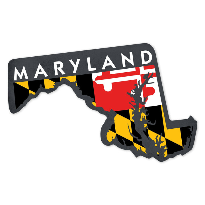 Maryland, State and Flag Design, Contour, Lantern Press Artwork, Vinyl Sticker - Lantern Press