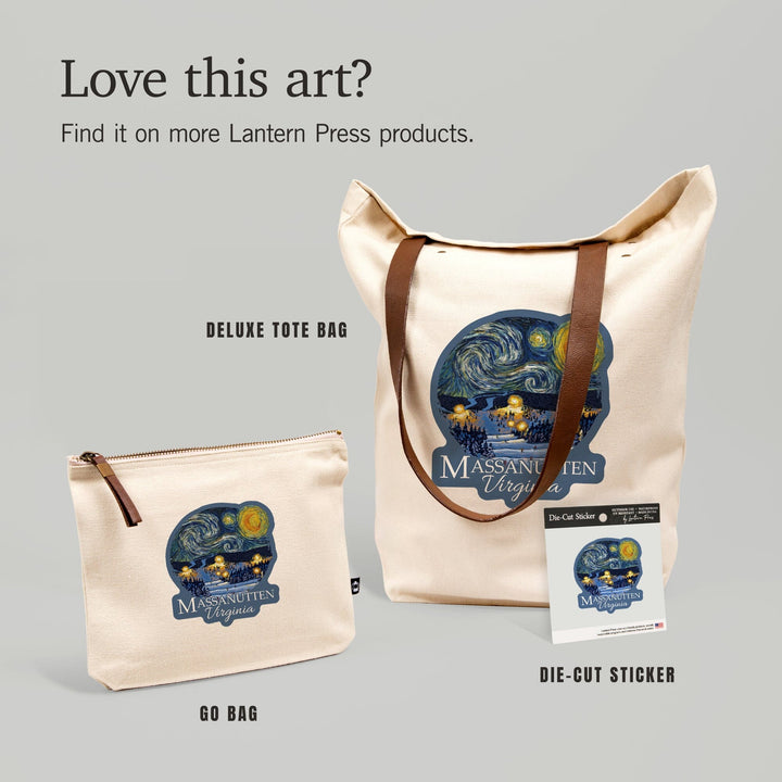 Massanutten, Virginia, Starry Night, Ski Resort, Contour, Vinyl Sticker Sticker Lantern Press
