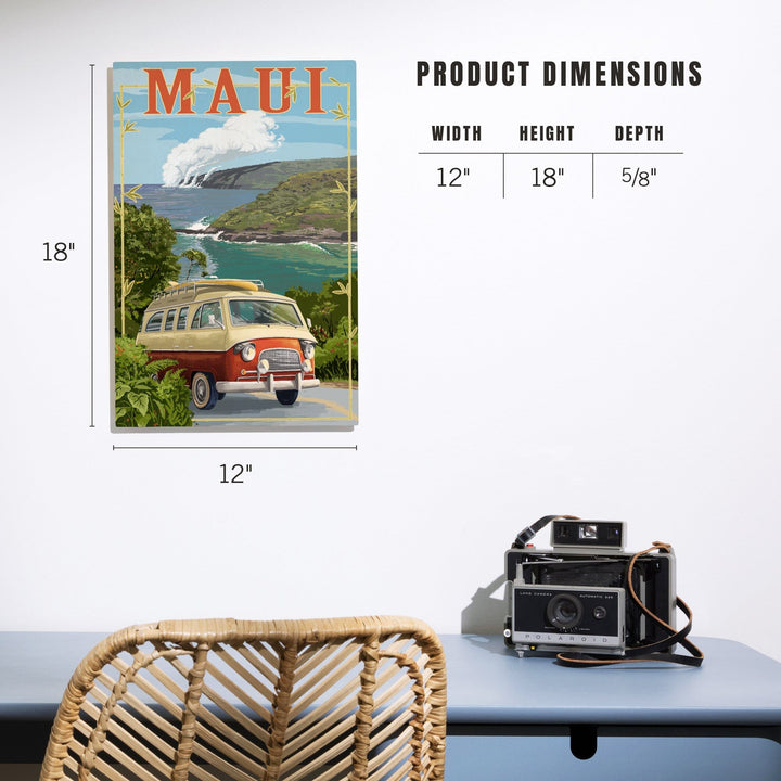 Maui, Hawaii, Camper Van, Lantern Press Artwork, Wood Signs and Postcards - Lantern Press