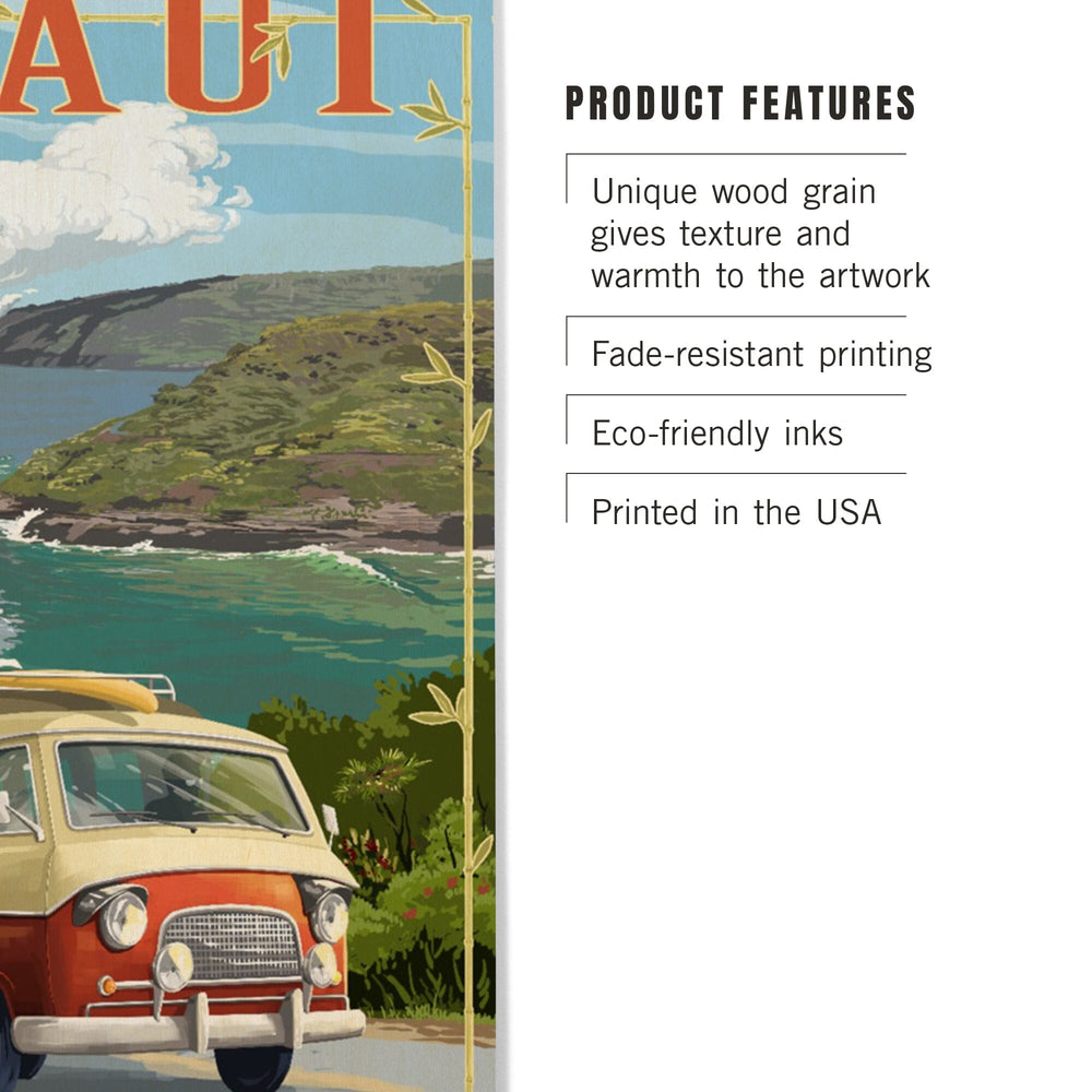 Maui, Hawaii, Camper Van, Lantern Press Artwork, Wood Signs and Postcards - Lantern Press