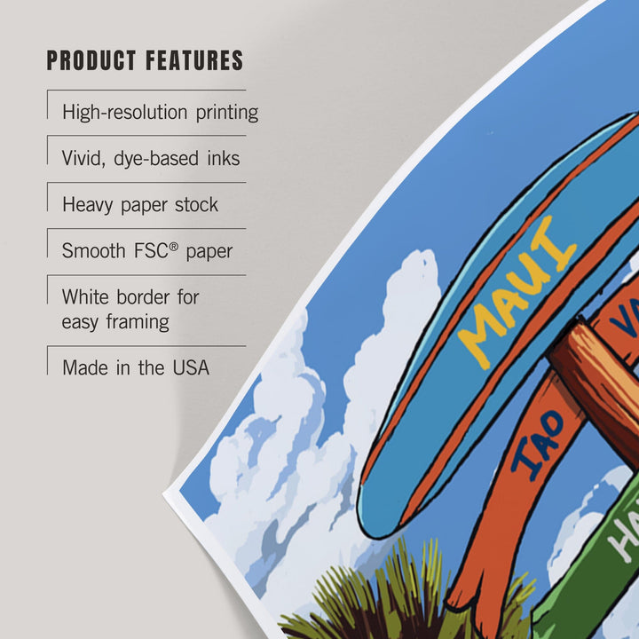 Maui, Hawaii, Destinations Sign, Art & Giclee Prints - Lantern Press