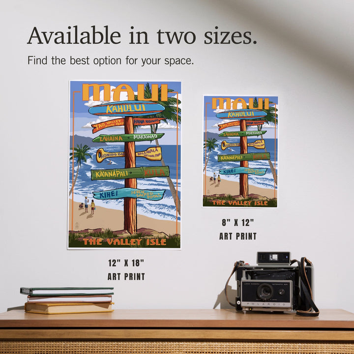 Maui, Hawaii, Signpost, Art & Giclee Prints - Lantern Press