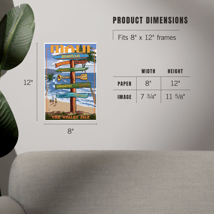 Maui, Hawaii, Signpost, Art & Giclee Prints - Lantern Press