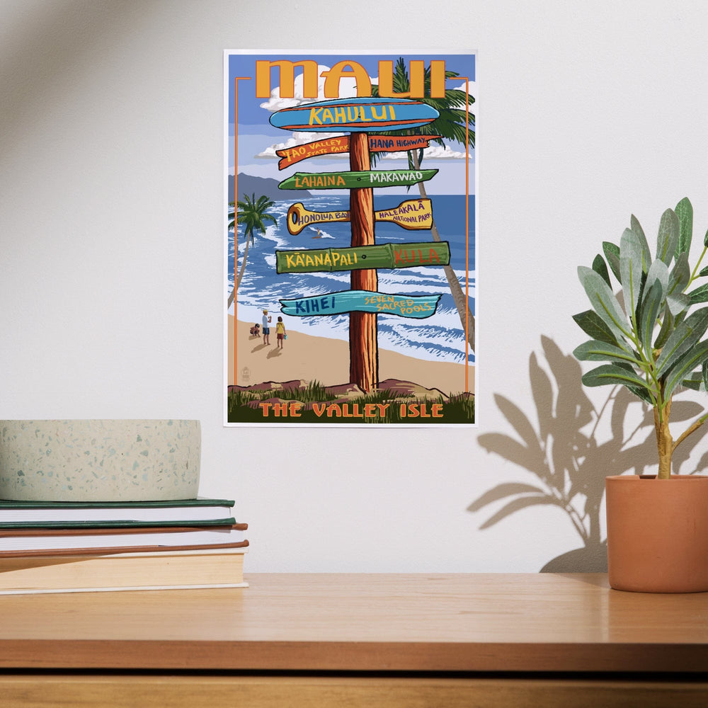 Maui, Hawaii, Signpost, Art & Giclee Prints - Lantern Press