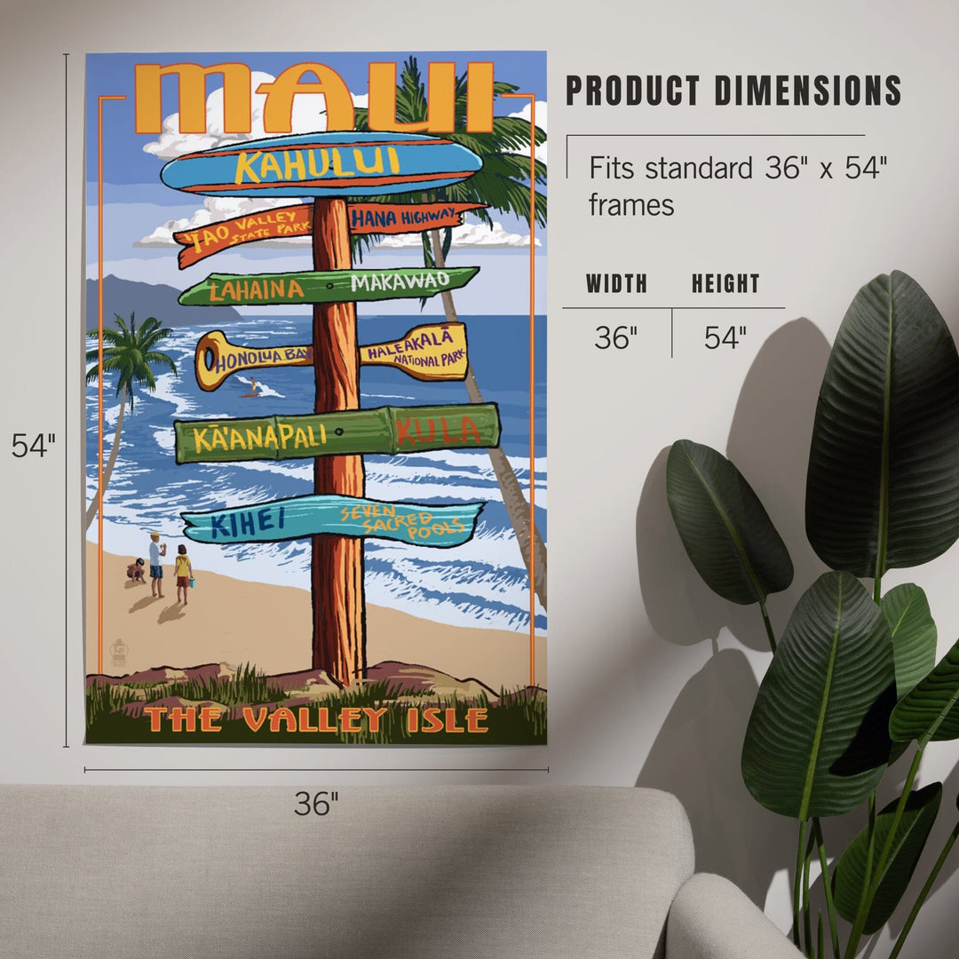Maui, Hawaii, Signpost, Art & Giclee Prints - Lantern Press