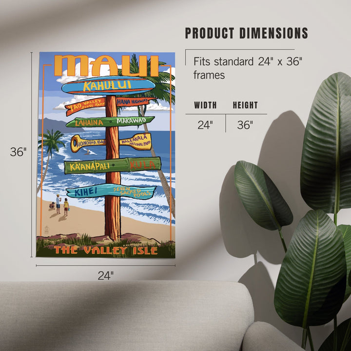 Maui, Hawaii, Signpost, Art & Giclee Prints - Lantern Press