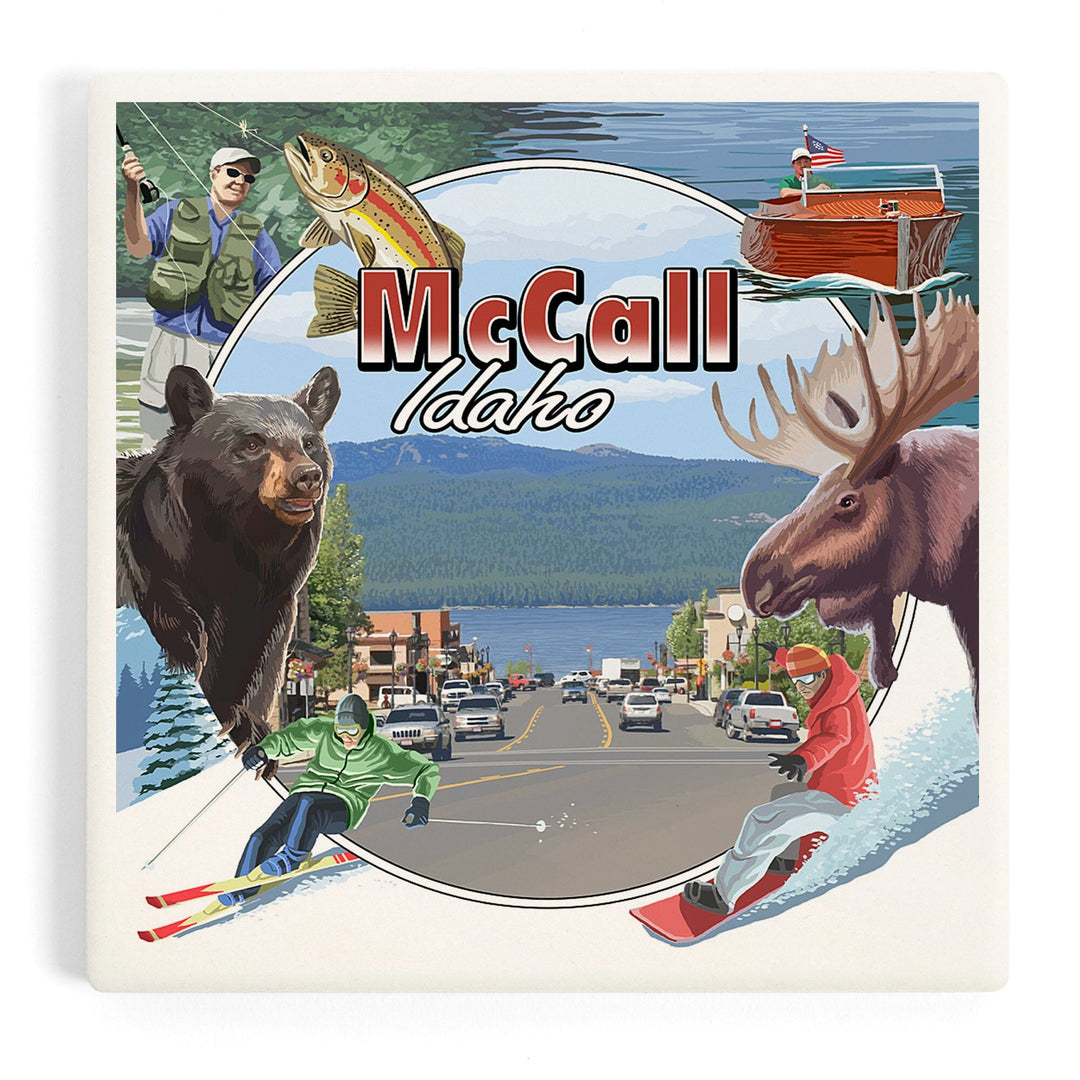 McCall, Idaho, Montage, Coasters Coasters Lantern Press Coaster