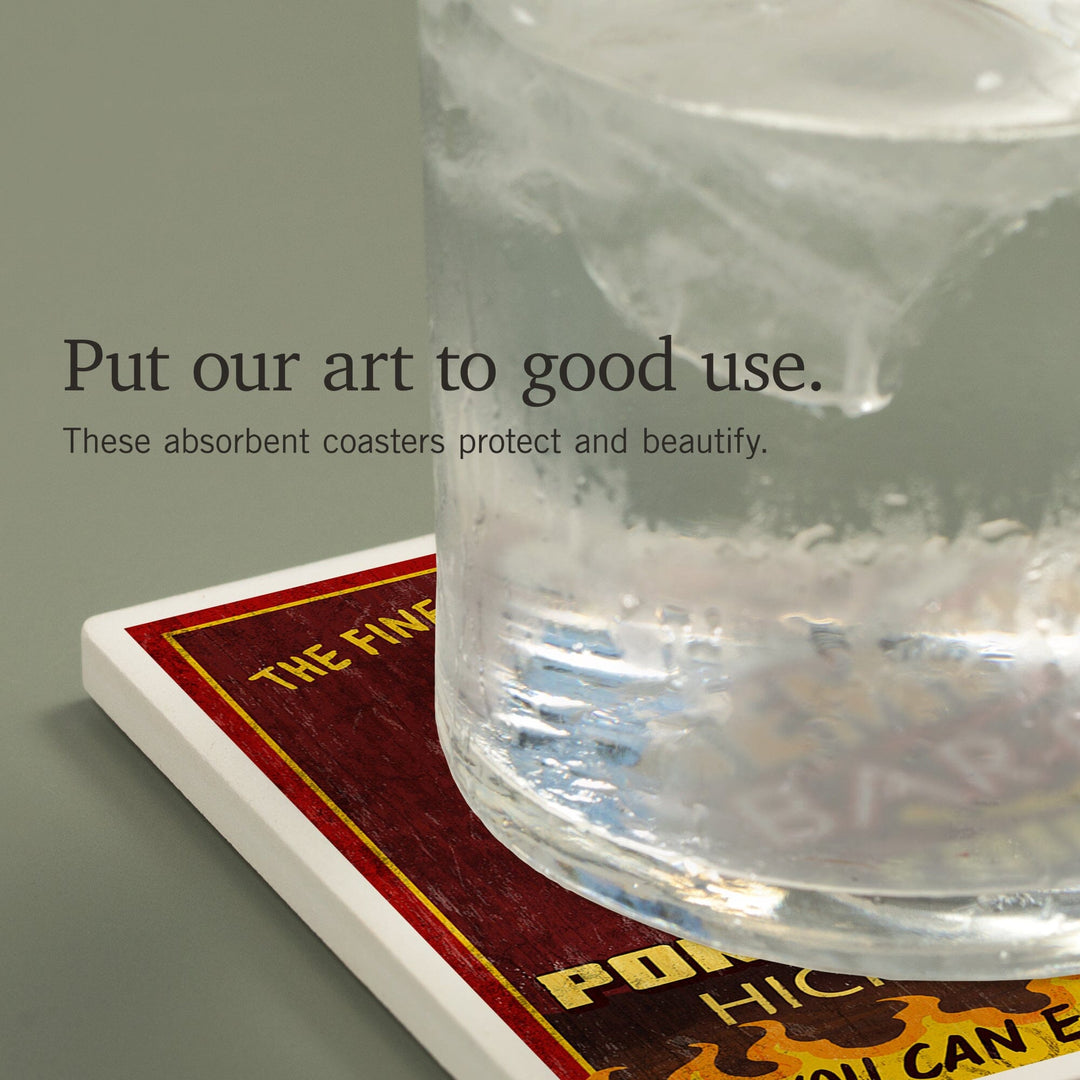 Memphis, Tennessee, BBQ Pig Vintage Sign, Coasters Coasters Lantern Press