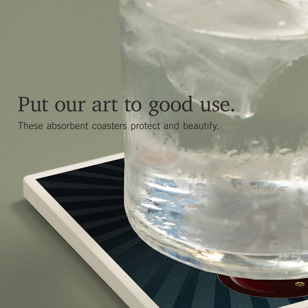 Memphis, Tennessee, Guitar and Microphone (Blue), Coasters Coasters Lantern Press