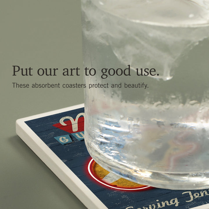 Memphis, Tennessee, Guitar Shack Vintage Sign, Coasters Coasters Lantern Press