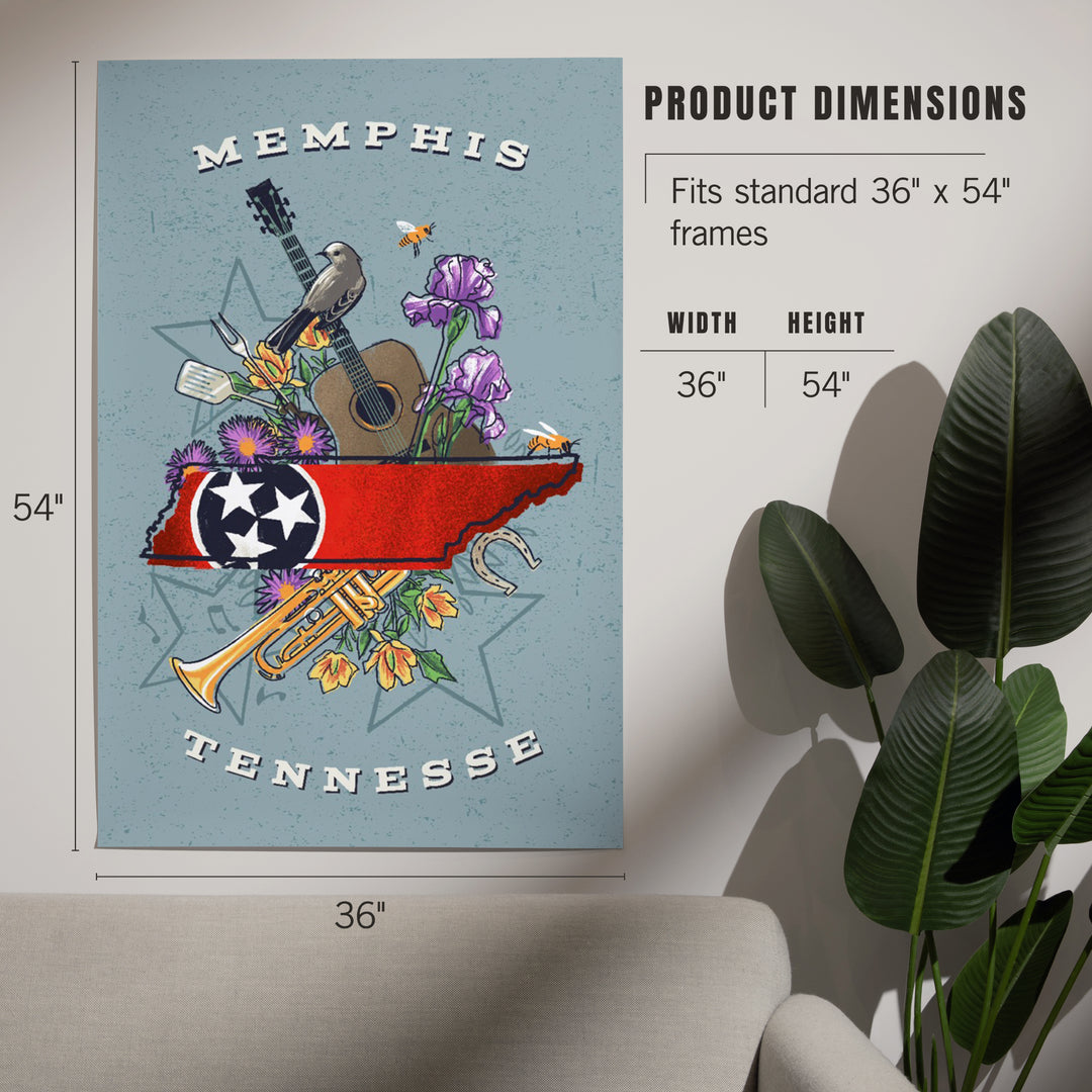 Memphis, Tennessee, State Treasure Trove, Art & Giclee Prints Art Lantern Press