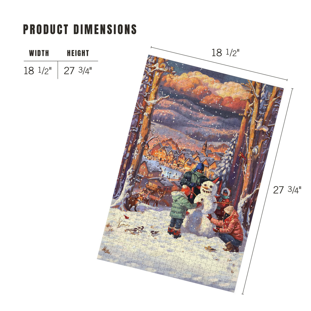 Merry and Bright, Vintage Snowman, Jigsaw Puzzle Puzzle Lantern Press