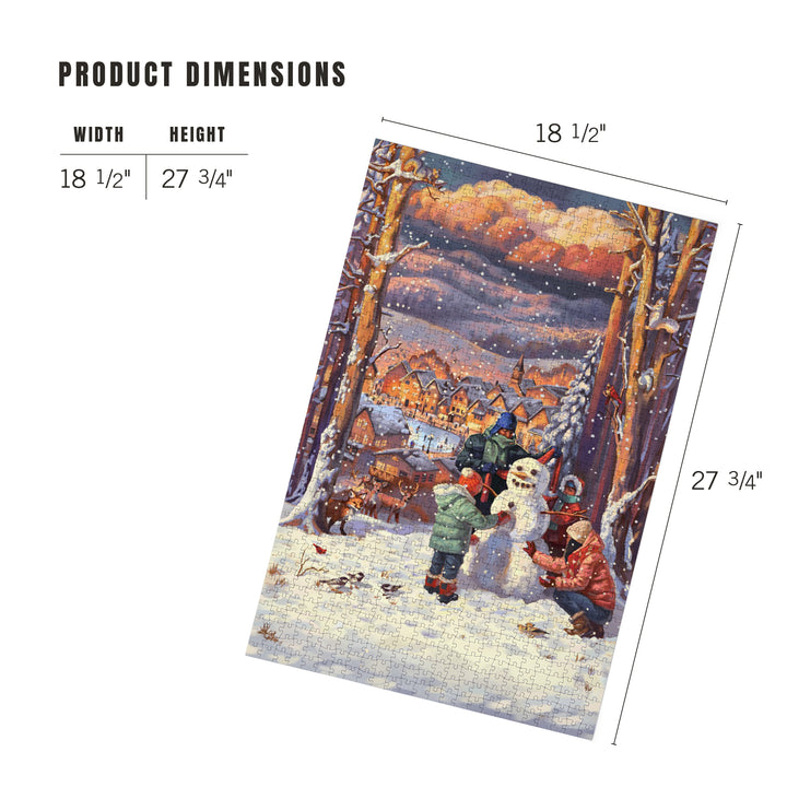 Merry and Bright, Vintage Snowman, Jigsaw Puzzle Puzzle Lantern Press