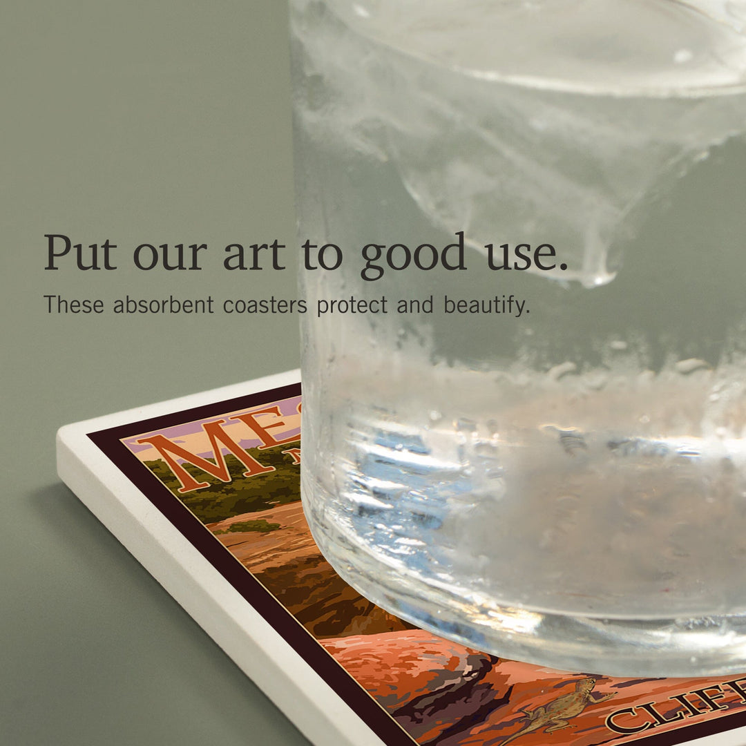 Mesa Verde National Park, Colorado, Cliff Palace at Sunset, Coasters Coasters Lantern Press