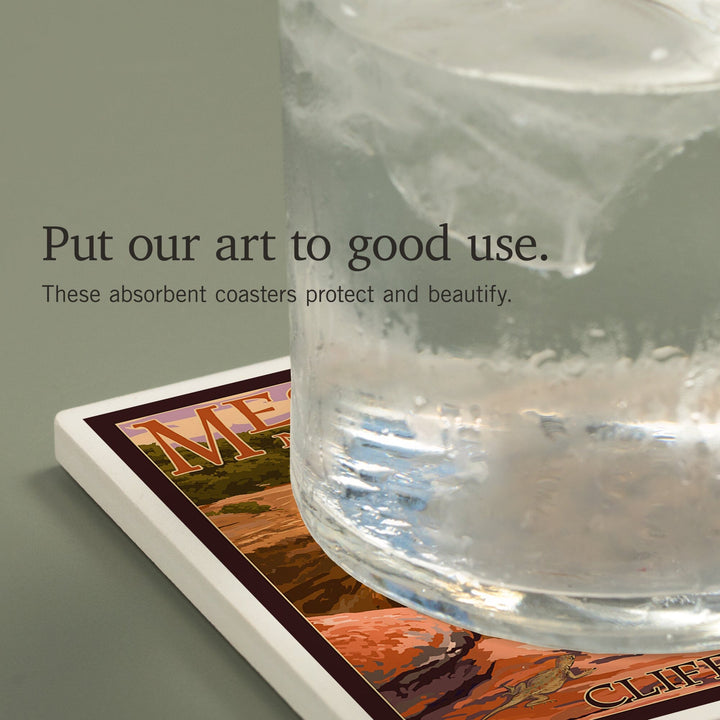 Mesa Verde National Park, Colorado, Cliff Palace at Sunset, Coasters Coasters Lantern Press