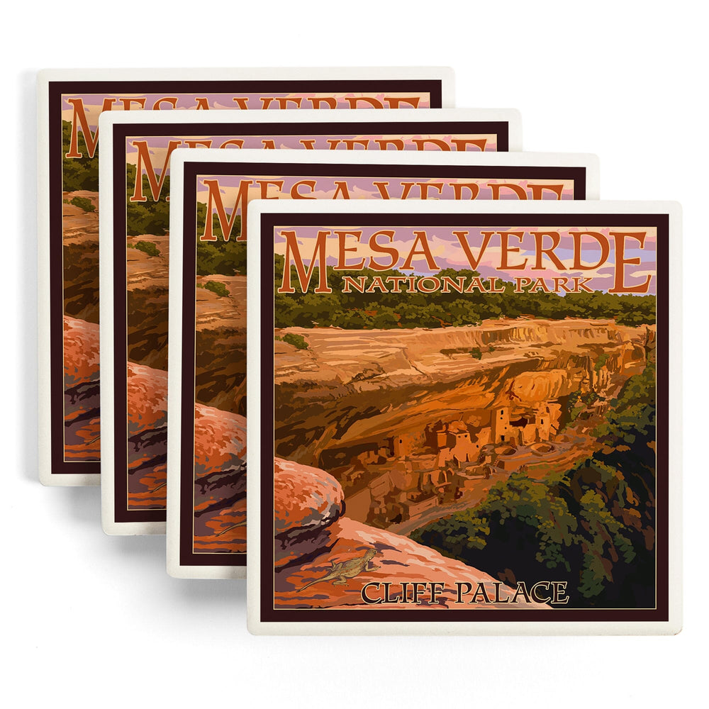 Mesa Verde National Park, Colorado, Cliff Palace at Sunset, Coasters Coasters Lantern Press