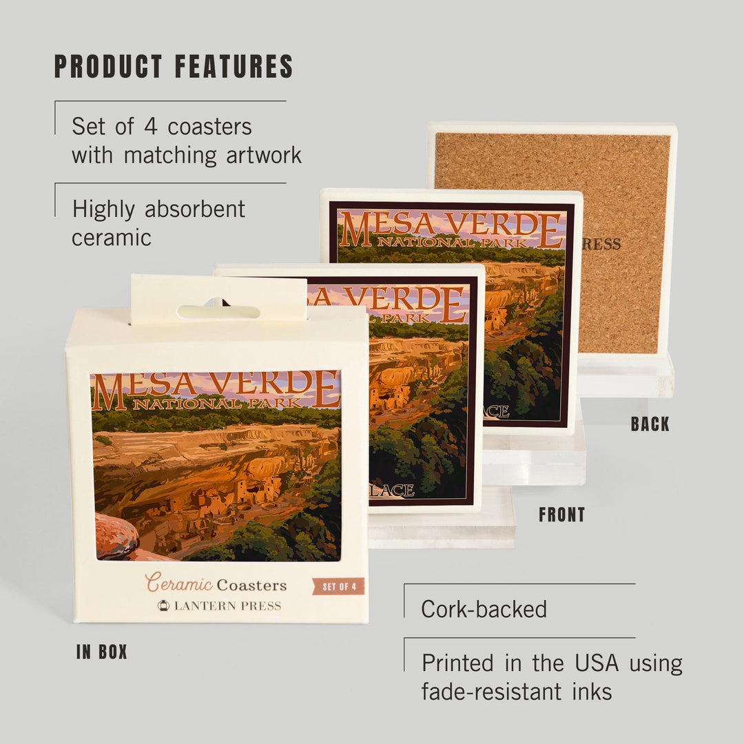 Mesa Verde National Park, Colorado, Cliff Palace at Sunset, Coasters Coasters Lantern Press