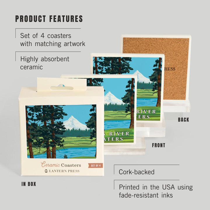 Metolius River Headwaters, Oregon, Coasters Coasters Lantern Press