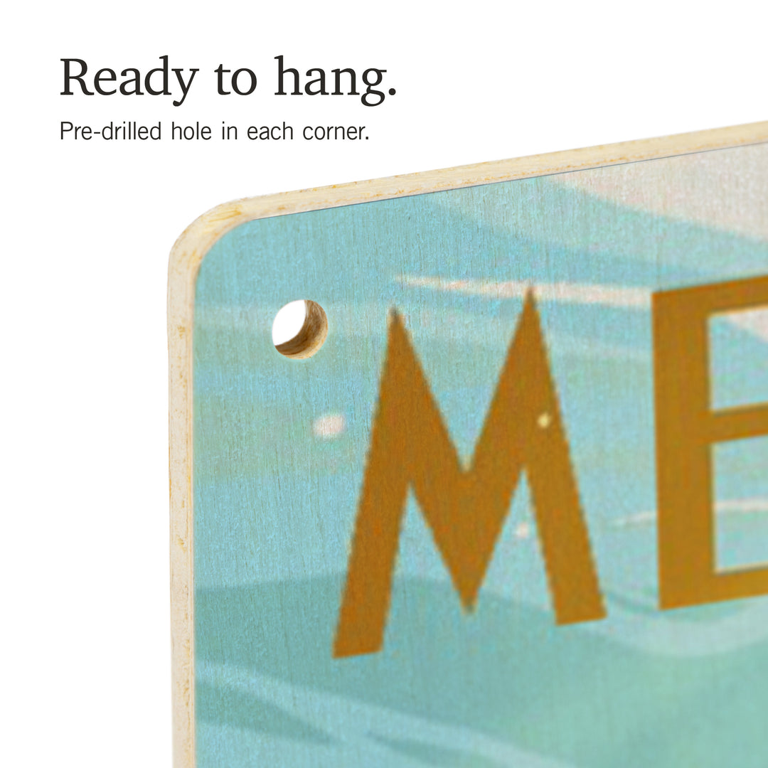 Mexico Beach, Florida, Painterly, Stylized Tiger Sharks, Wood Signs and Postcards Wood Lantern Press