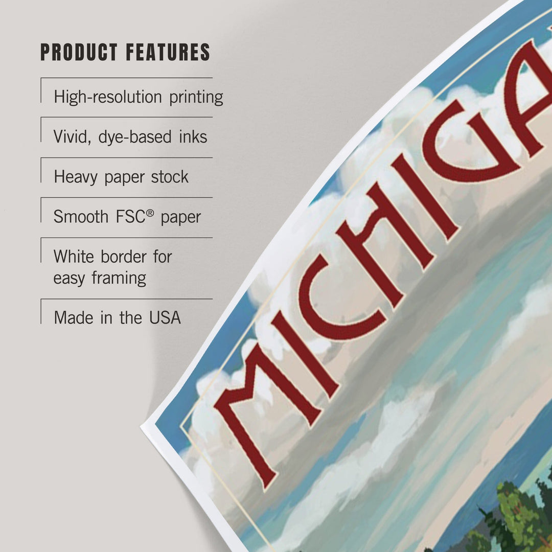 Michigan, Camper Van, Art & Giclee Prints - Lantern Press