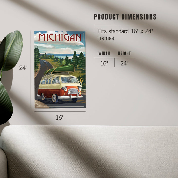 Michigan, Camper Van, Art & Giclee Prints - Lantern Press