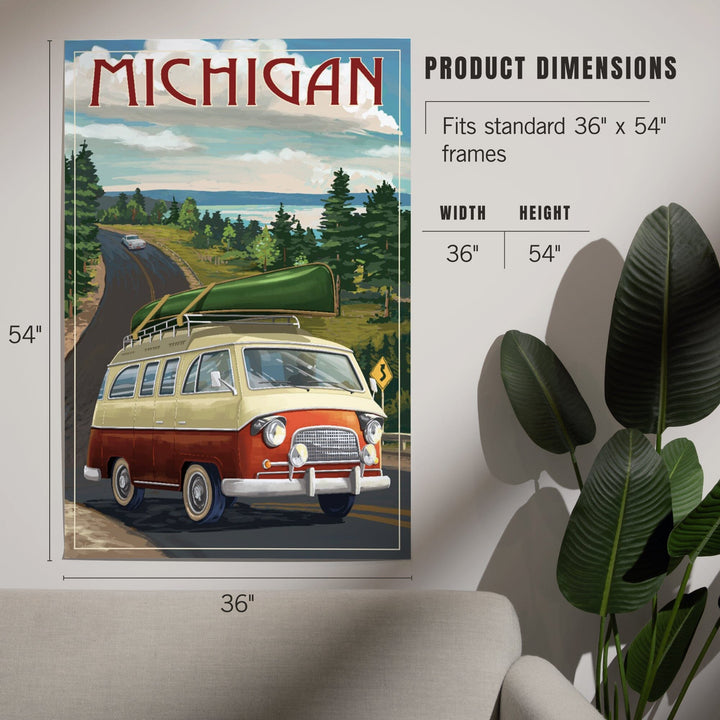 Michigan, Camper Van, Art & Giclee Prints - Lantern Press