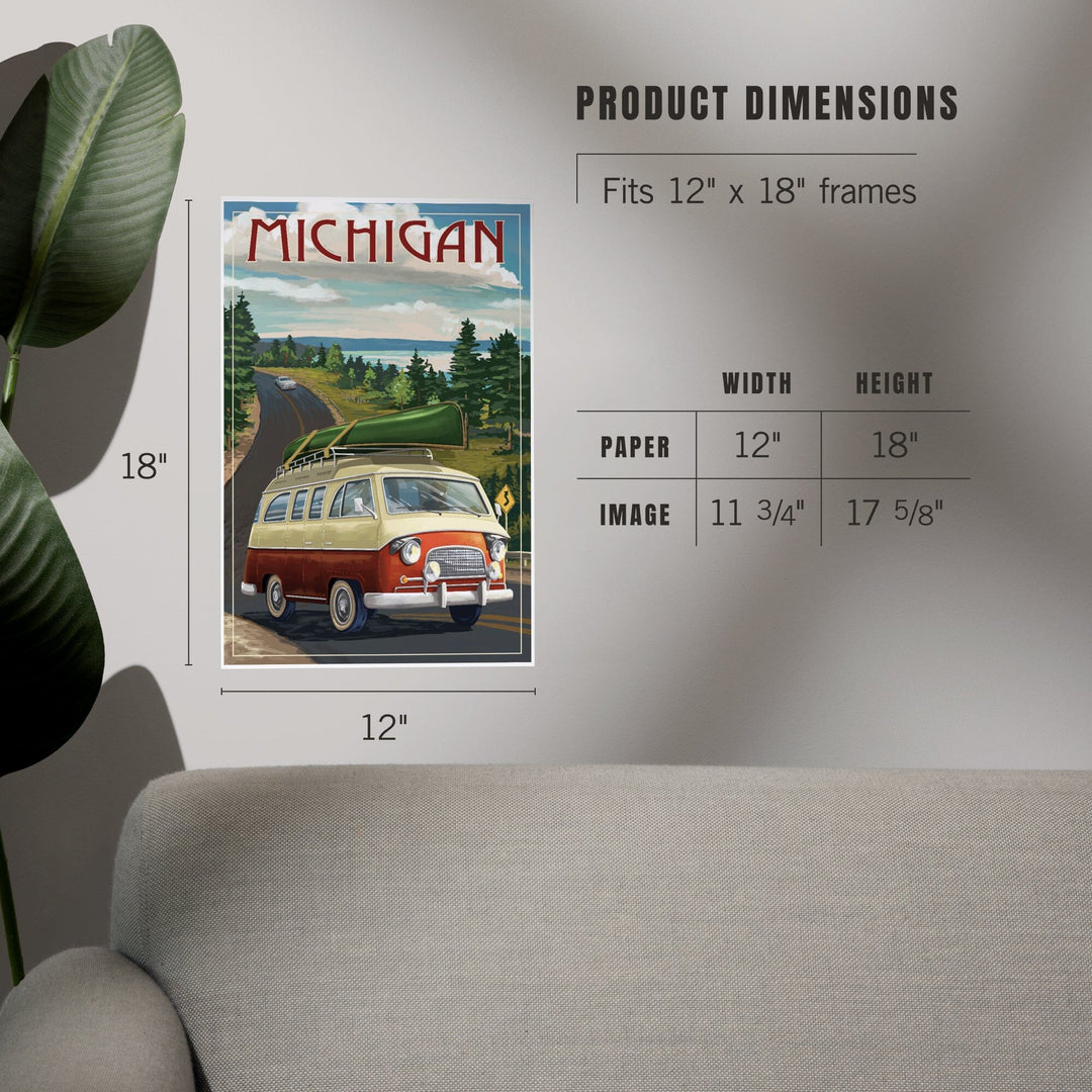 Michigan, Camper Van, Art & Giclee Prints - Lantern Press