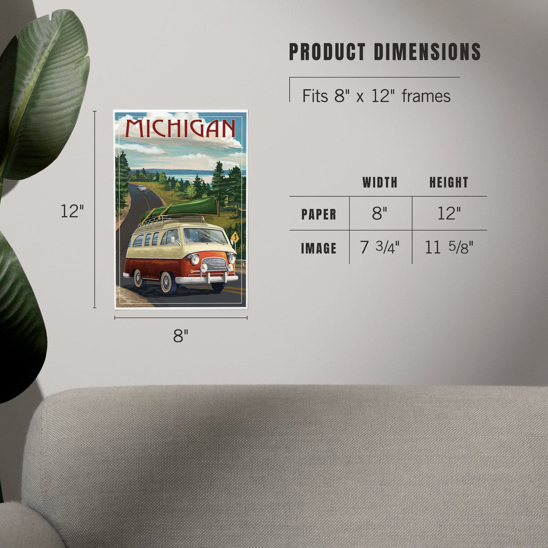 Michigan, Camper Van, Art & Giclee Prints - Lantern Press