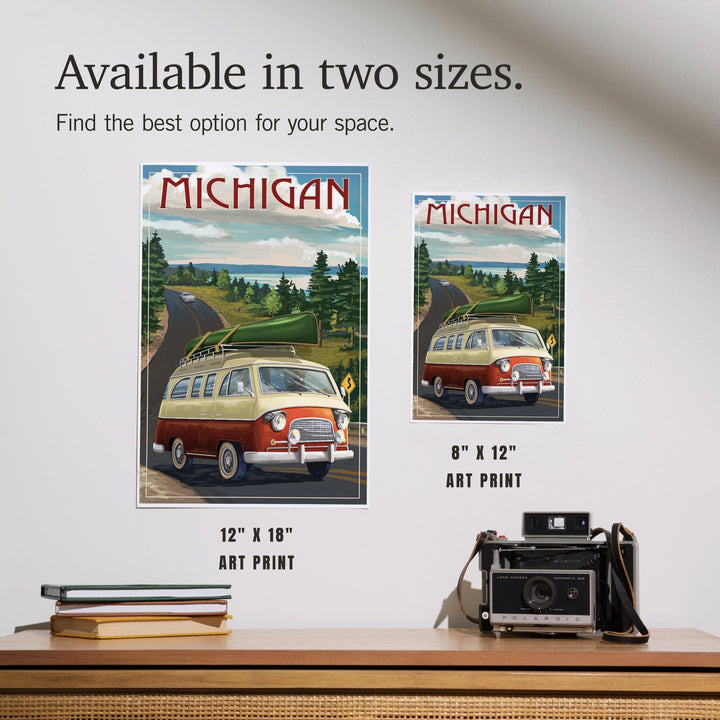 Michigan, Camper Van, Art & Giclee Prints - Lantern Press