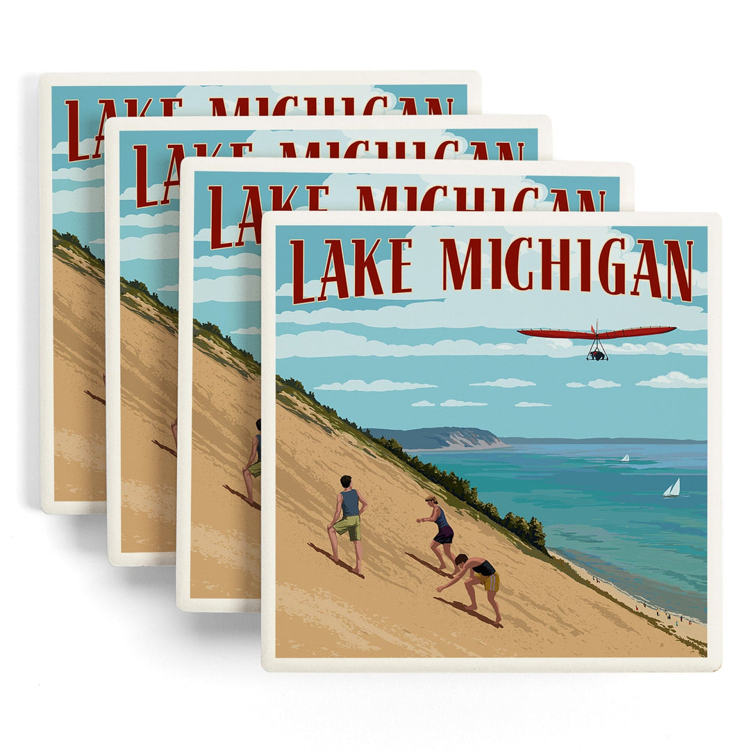 Michigan, Dunes, Coasters Coasters Lantern Press