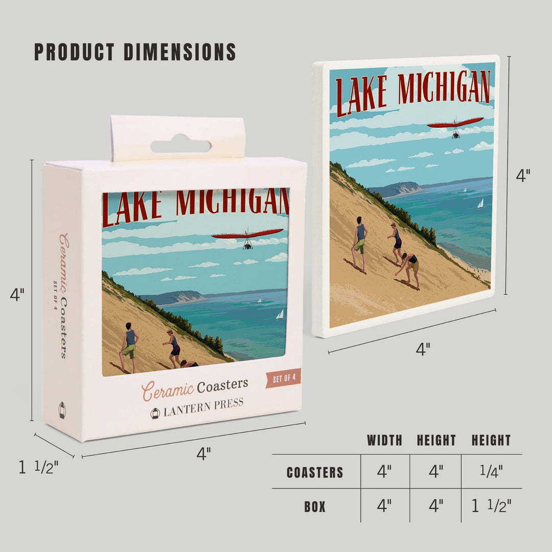 Michigan, Dunes, Coasters Coasters Lantern Press