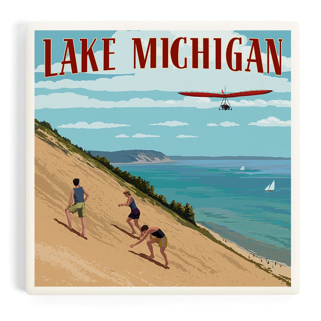 Michigan, Dunes, Coasters Coasters Lantern Press Coaster