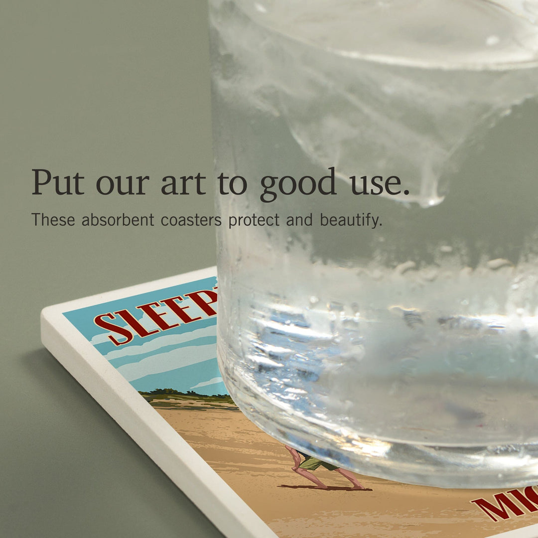 Michigan, Painterly, Sleeping Bear Dunes, Coasters Coasters Lantern Press