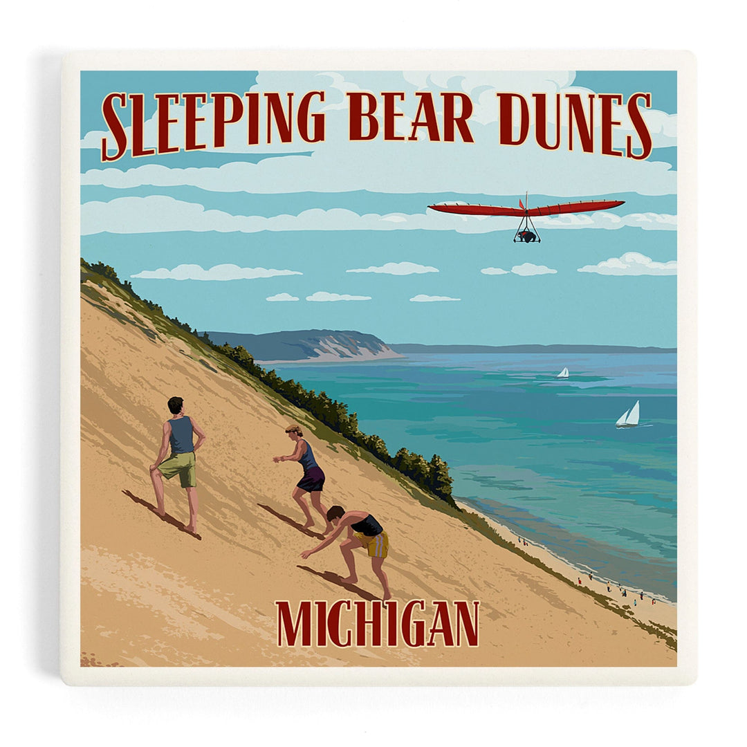 Michigan, Painterly, Sleeping Bear Dunes, Coasters Coasters Lantern Press Coaster