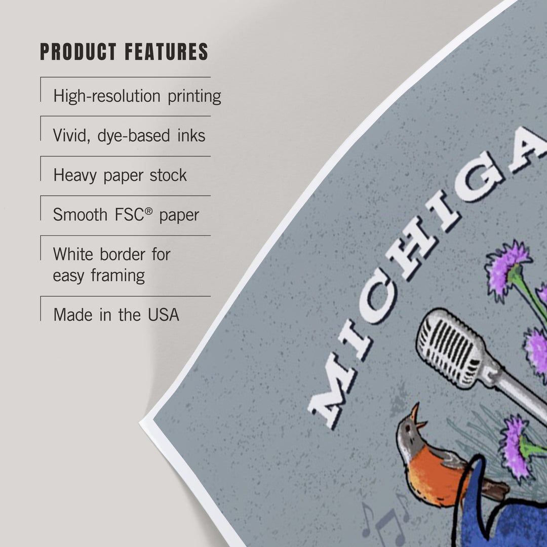 Michigan, State Treasure Trove, Art & Giclee Prints Art Lantern Press