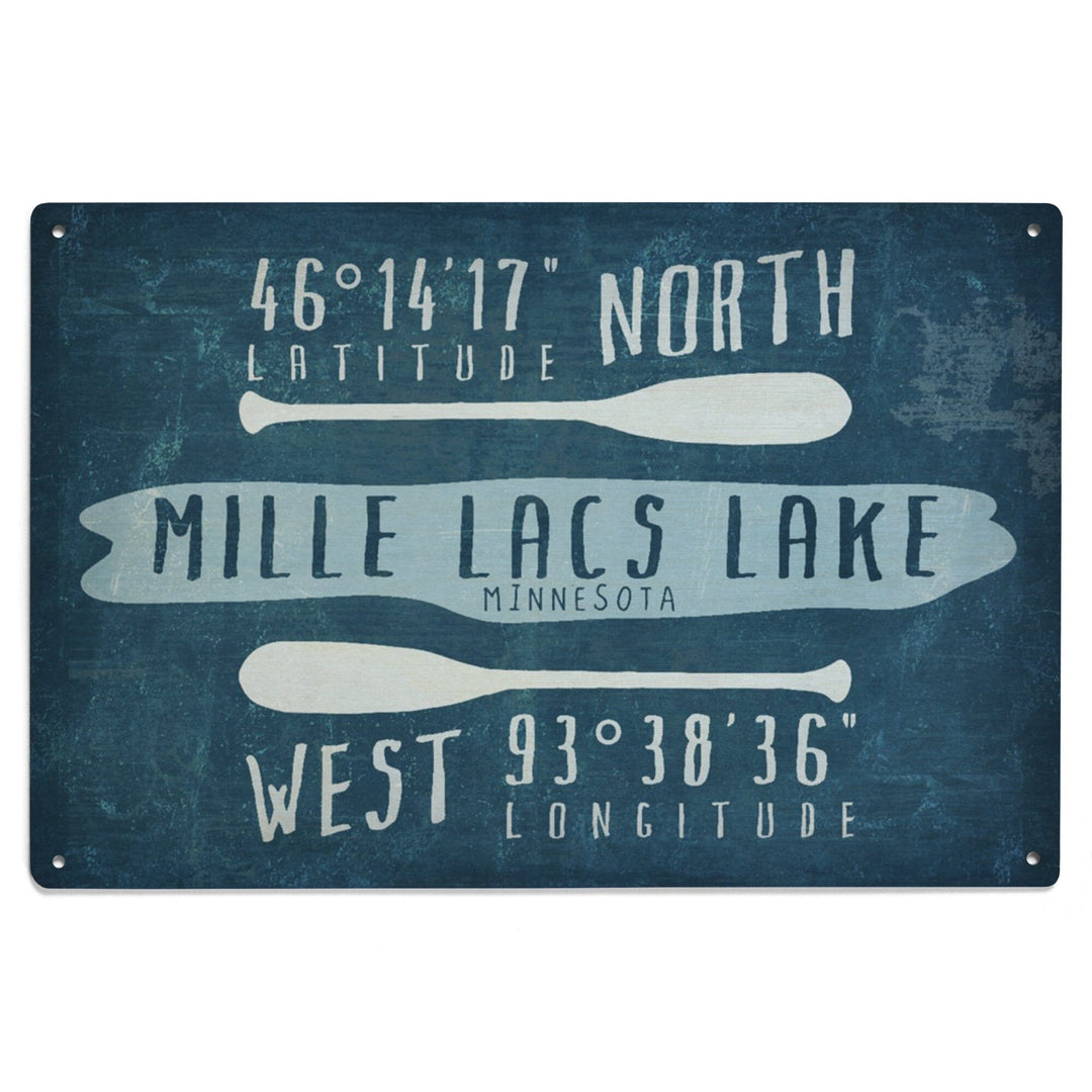 Mille Lacs Lake, Minnesota, Lake Essentials, Latitude & Longitude, Lantern Press Artwork, Wood Signs and Postcards - Lantern Press