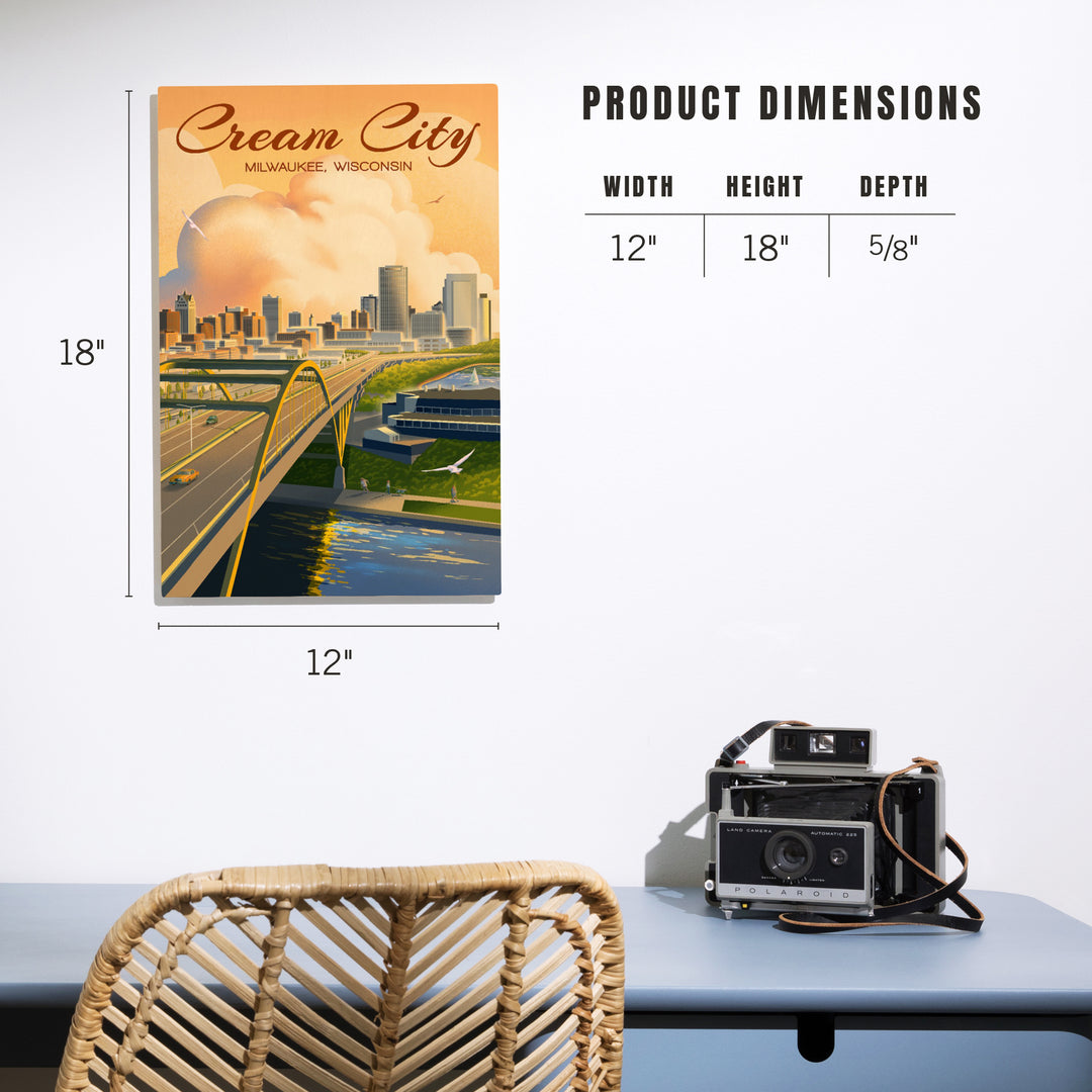 Milwaukee, Wisconsin, Lithograph City Series, Cream City, Wood Signs and Postcards Wood Lantern Press