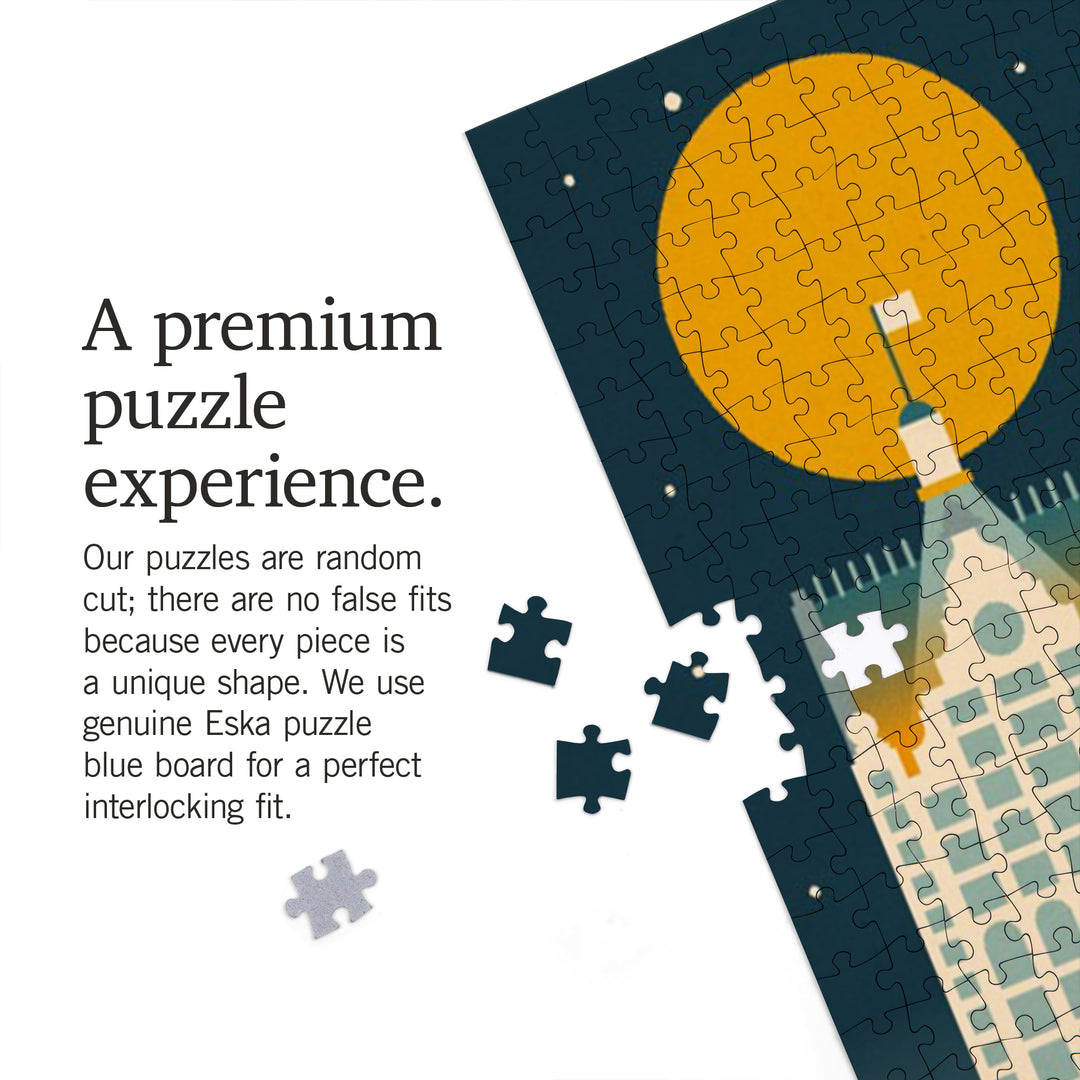 Milwaukee, Wisconsin, Retro Skyline Classic Series, Jigsaw Puzzle Puzzle Lantern Press