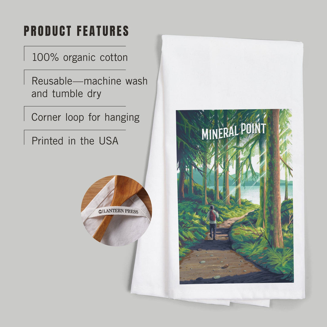 Mineral Point, Idaho, Get Outside Series, Walk in the Woods, Day Hike, Organic Cotton Kitchen Tea Towels Kitchen Lantern Press