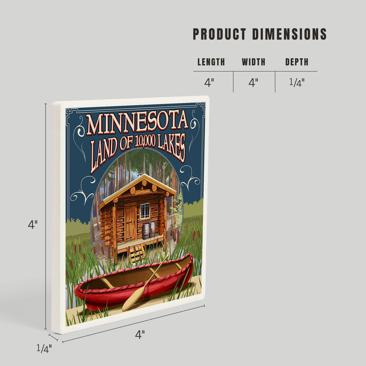 Minnesota, Cabin and Lake, Coasters Coasters Lantern Press
