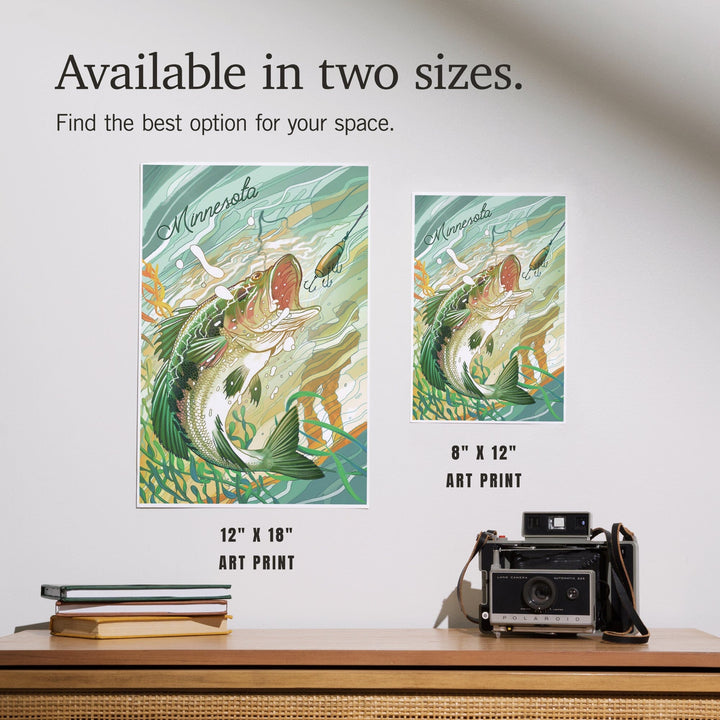 Minnesota, Fish All Day, Bass, Art & Giclee Prints Art Lantern Press