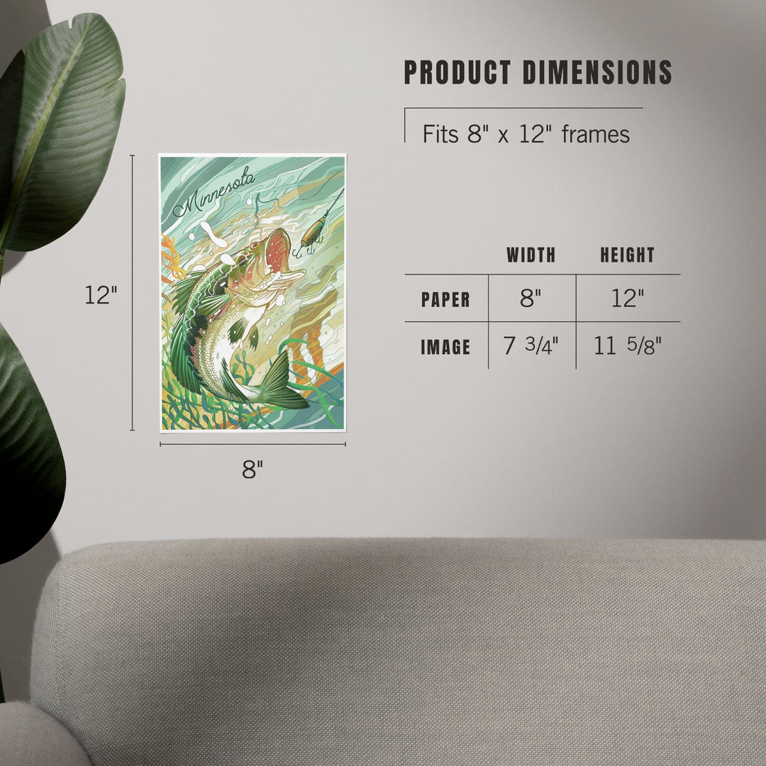 Minnesota, Fish All Day, Bass, Art & Giclee Prints Art Lantern Press