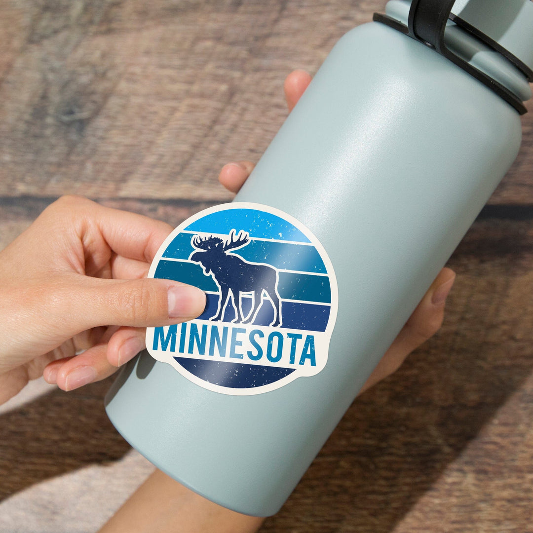 Minnesota, Moose, Contour, Vinyl Sticker - Lantern Press