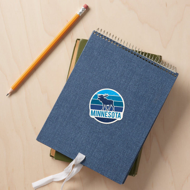 Minnesota, Moose, Contour, Vinyl Sticker - Lantern Press